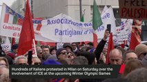 Hundreds protest in Milan over ICE's involvement at Winter Olympics
