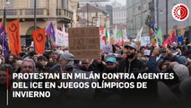 Protestan en Milán contra agentes del ICE en Juegos Olímpicos de Invierno