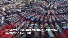 Visual Udara Penampakan Kapal Nelayan Numpuk Tak Bisa Gerak di Pelabuhan Muara Angke