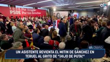 Un asistente revienta el mitin de Sánchez en Teruel al grito de "¡hijo de puta!"