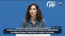 Ayuso alerta que la regularización masiva de inmigrantes de Sánchez busca 