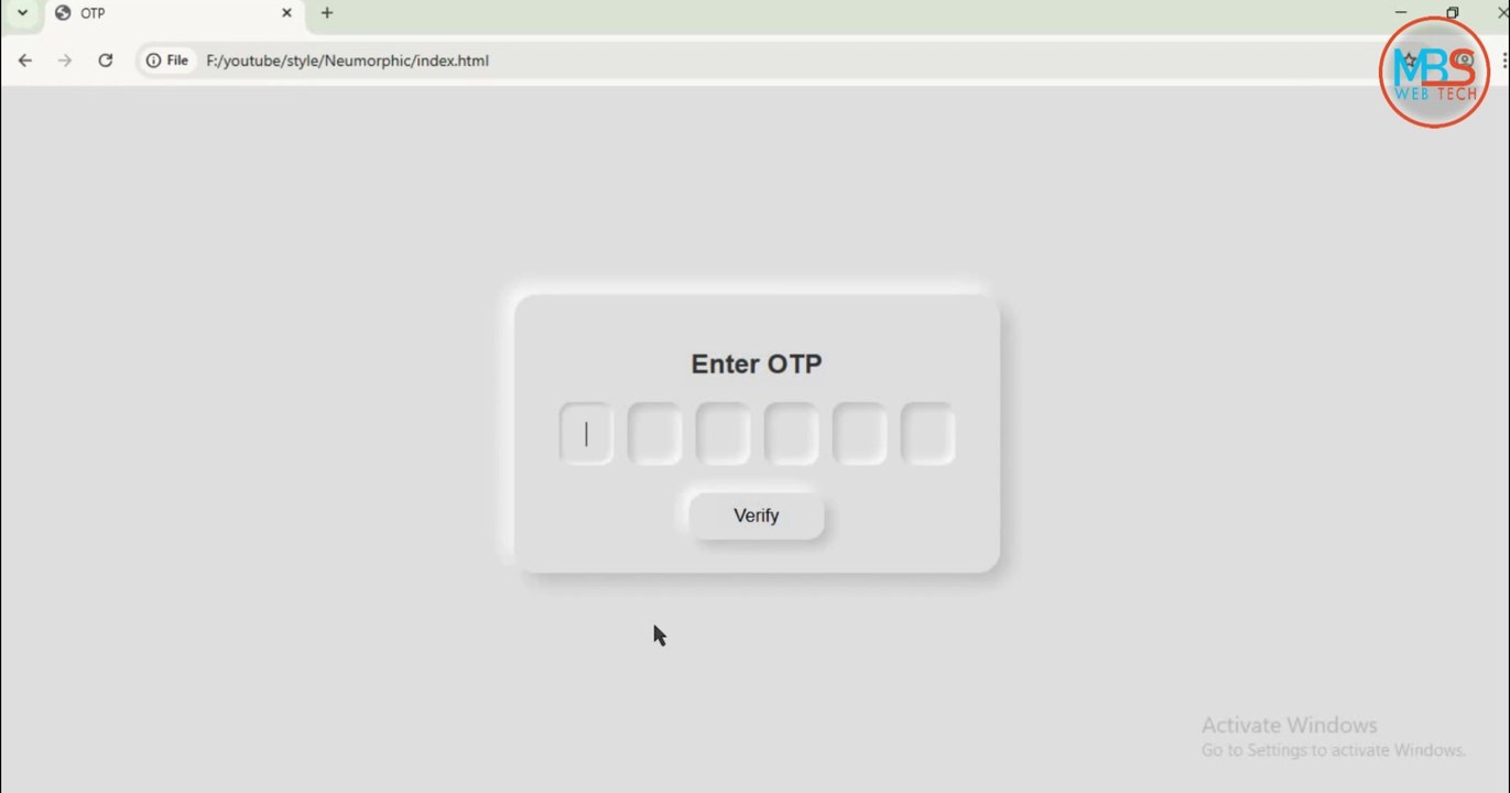 Neumorphic OTP Verification UI | HTML CSS JavaScript Tutorial (Modern UI)