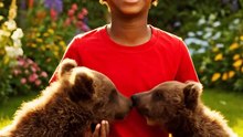 When Two Baby Bears Fall in Love with a Little Boy | Heart-Melting Garden Scene