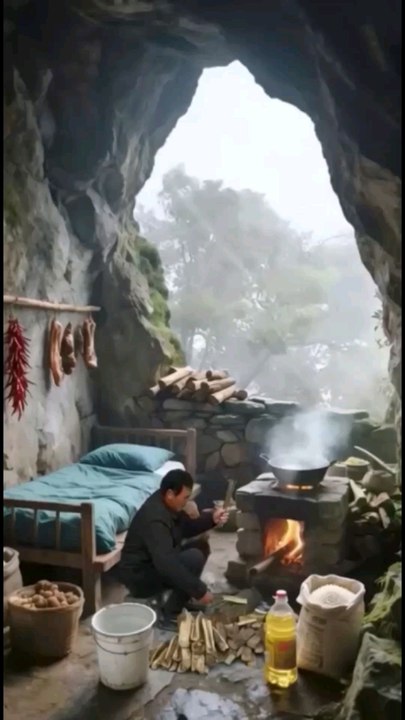 Hidden cave resort.#cave #resort #room #home #house #rain #cooking #forest #follow