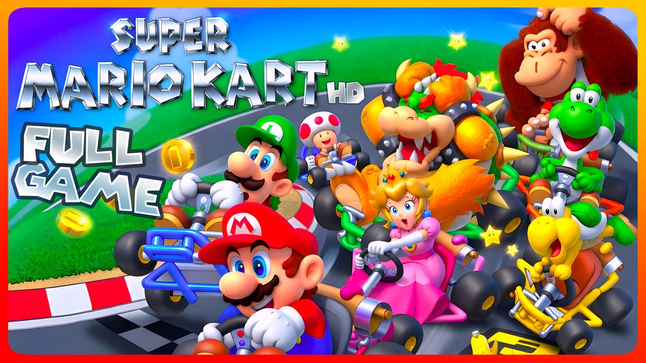 Super Mario Kart HD FULL GAME Longplay (SNES) 4k