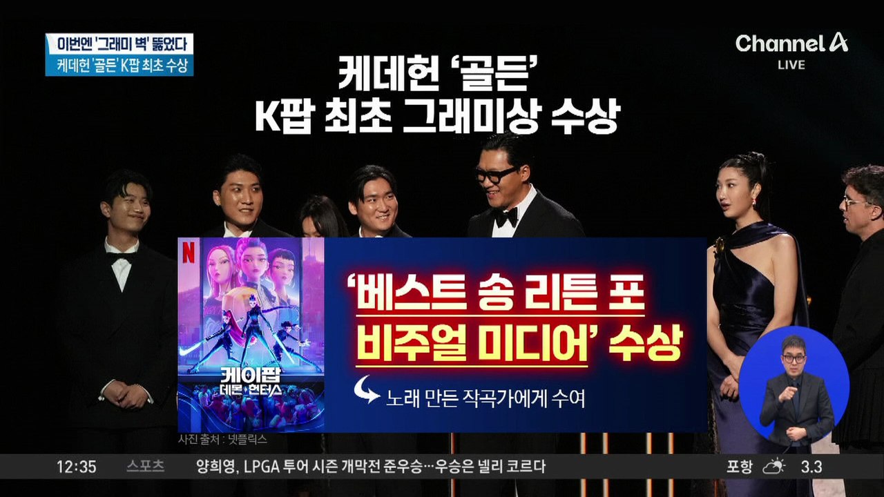 이번엔 ‘그래미 벽’ 뚫었다…케데헌 ‘골든’ K팝 최초 수상