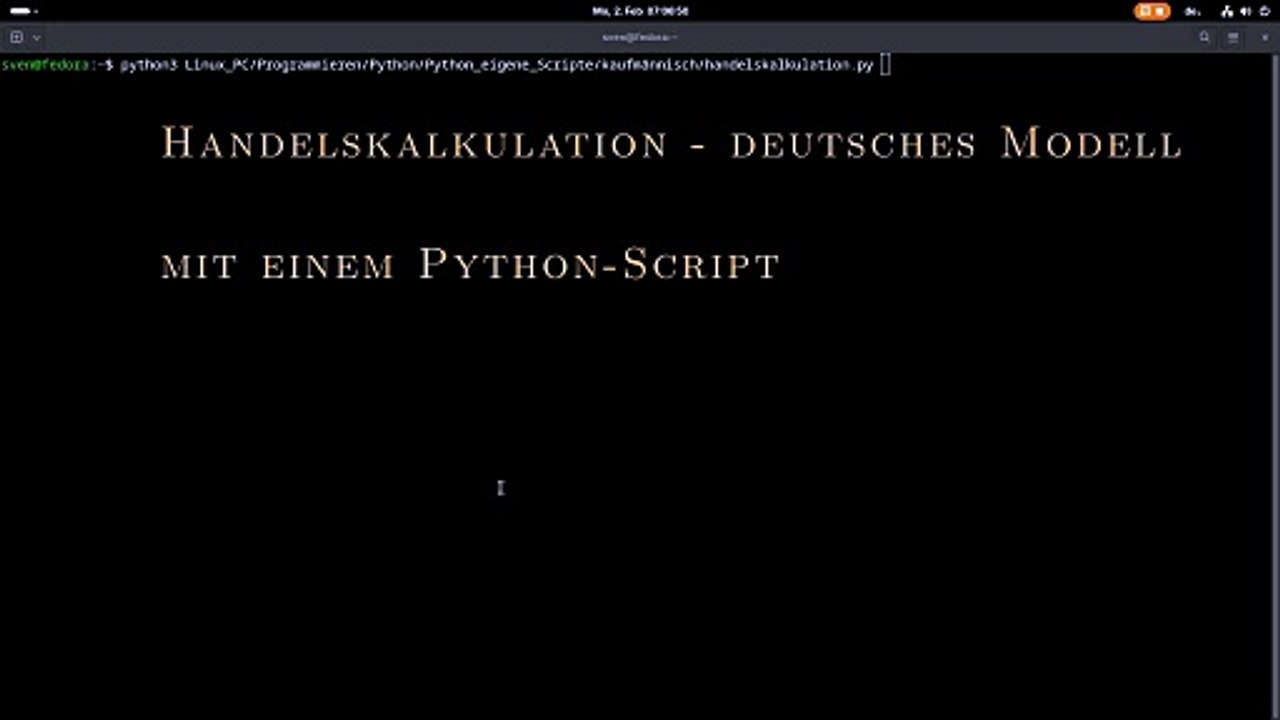 Handelskalkulation  mit Python ausrechnen