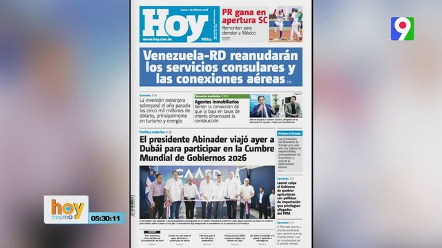 Titulares prensa dominicana lunes 02 de febrero 2026 | Hoy Mismo