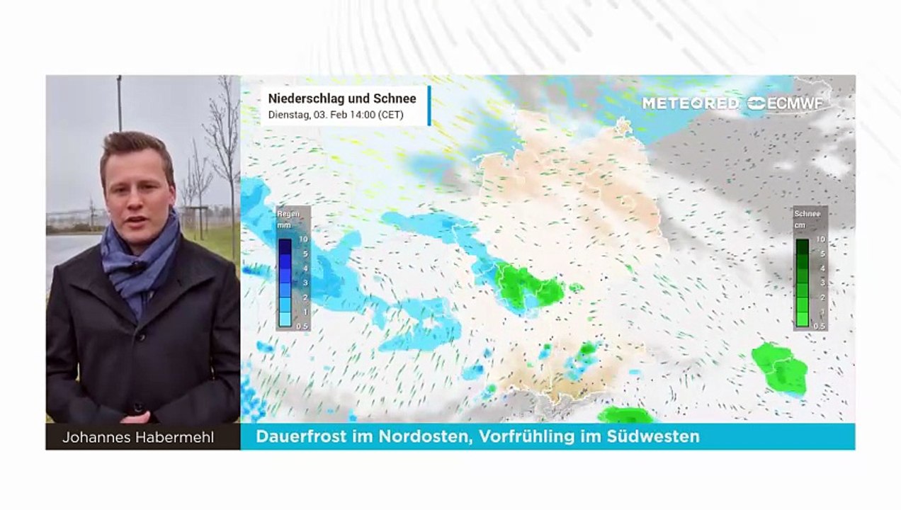 Dauerfrost im Nordosten, Vorfrühling im Südwesten
