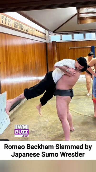 David and Victoria Beckham's son, Romeo Beckham, was slammed by a Japanese sumo wrestler during their holiday in Japan