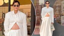 Sonam Kapoor Snapped In Her Vivacious White Avatar! The Style Icon Flaunts Her Baby Bump With Pride!