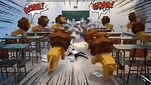 Lion attack on classroom but teacher is handle for lion