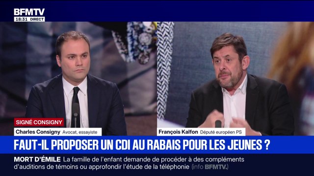 SIGNÉ CONSIGNY - CDI jeunes : Une idée antipathique vue de loin mais sans doute utile vue de près , estime Charles Consigny