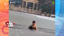 Rescatan a hombre de lago congelado en China