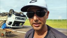 "Graças a Deus só danos materiais", diz motorista de caminhão que capotou na BR-163
