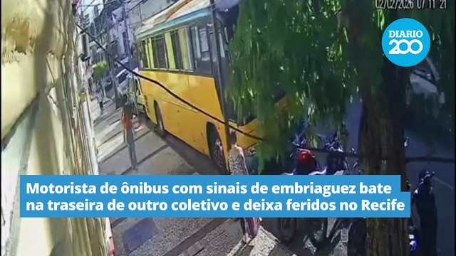 Motorista de ônibus com sinais de embriaguez bate na traseira de outro coletivo e deixa feridos no Recife