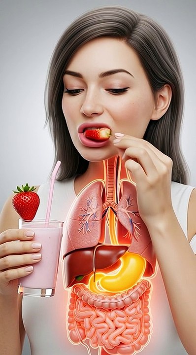 Strawberry Shake Body Ke Andar Kaise Digest Hota Hai? 3D Human Anatomy Animation