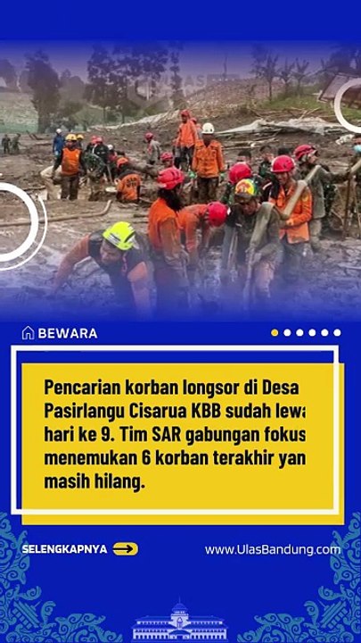 Basarnas Kejar Waktu Evakuasi Longsor Cisarua, Optimis 6 Korban Terakhir Ditemukan Sebelum 6 Februari