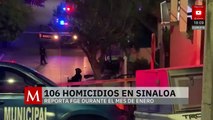 En Sinaloa, registran más de 106 homicidios dolosos y 8 feminicidios en enero del 2026
