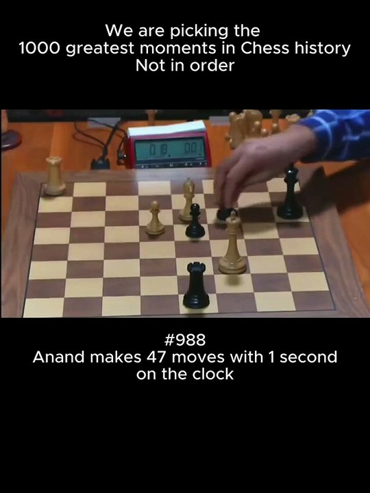Anand makes 47 moves with 1 second on the clock. #chessnetx #chess #magnuscarlsen #chessplayer #chessmaster