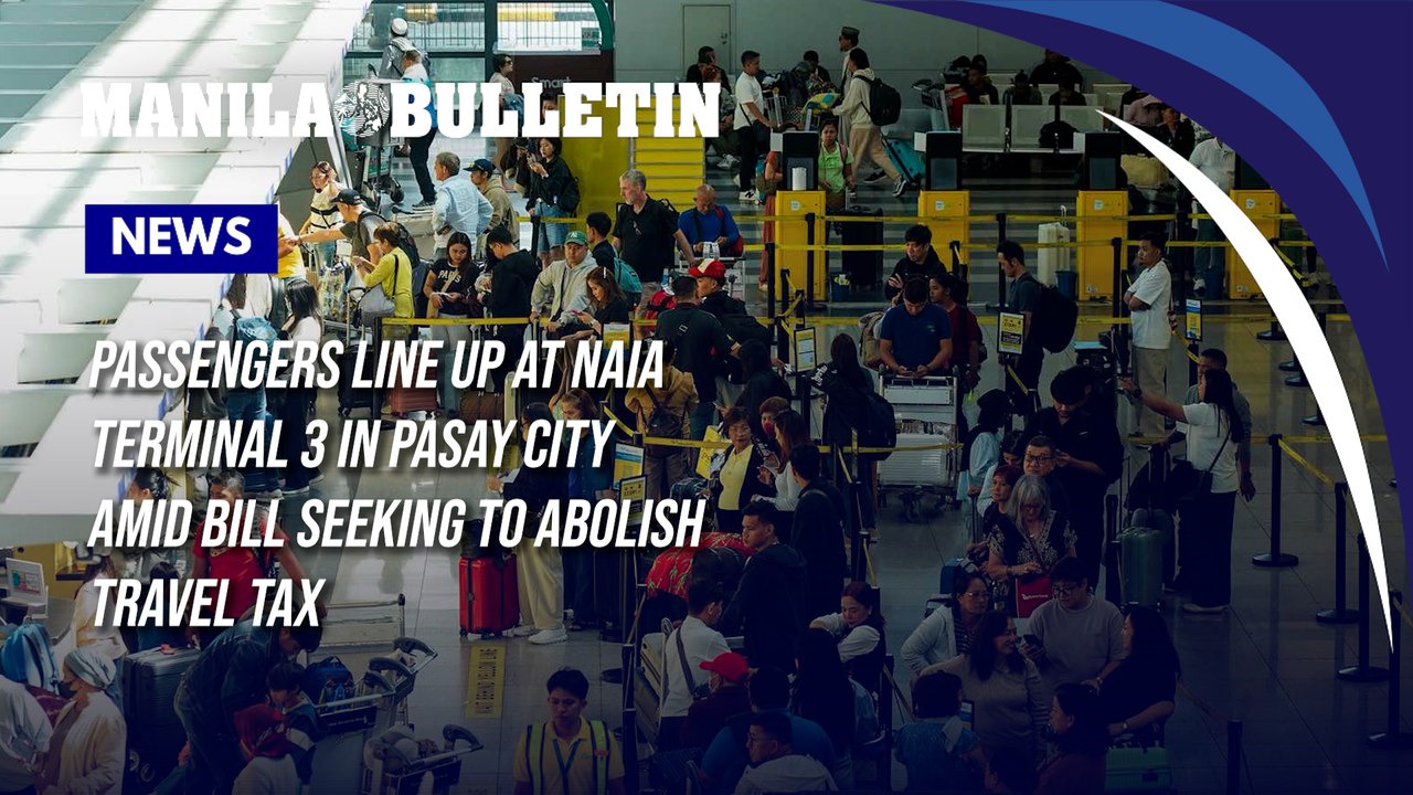 Passengers line up at NAIA Terminal 3 in Pasay City amid bill seeking to abolish travel tax