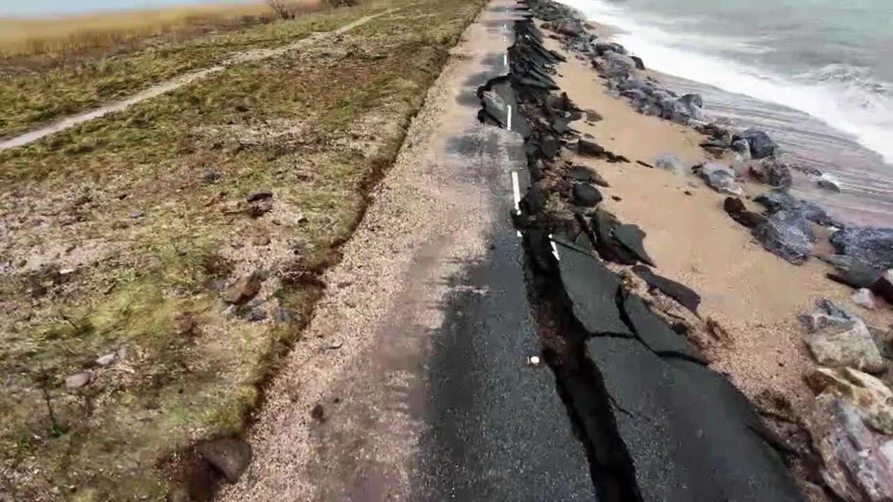 Slapton Line collapse shown on drone footage