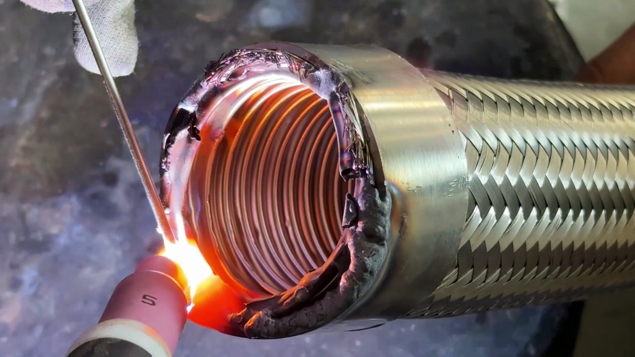Stainless Steel Flexible Hose TIG Welding | Seal-Off & Fitting Installation Process