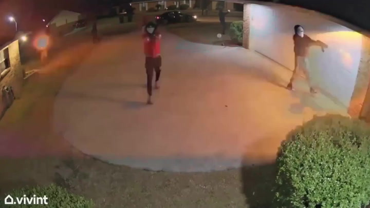 Masked gang of six rain gunfire on home at 4am hitting 13-year-old in the leg