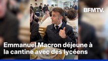 Emmanuel Macron déjeune à la cantine avec des élèves du lycée des Haberges à Vesoul