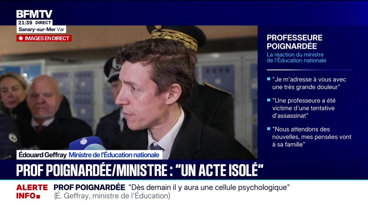 Professeure poignardée à Sanary-sur-Mer: "Le risque zéro n'existe pas", déplore Édouard Geffray, le ministre de l'Éducation nationale