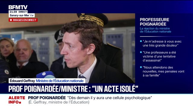 Professeure poignardée à Sanary-sur-Mer: Le risque zéro n'existe pas , déplore Édouard Geffray, le ministre de l'Éducation nationale
