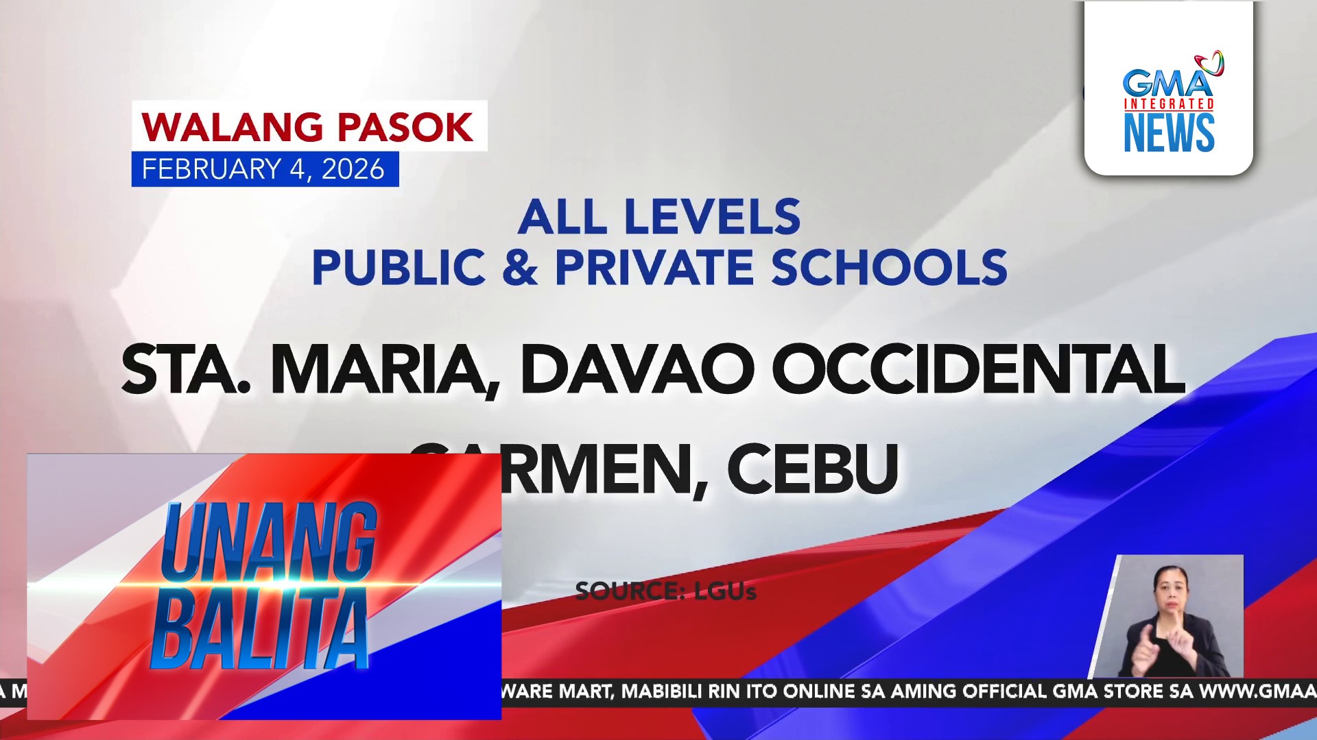 Walang pasok as of 6AM (February 4, 2026) | Unang Balita