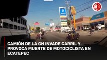 Muere motociclista tras ser embestido por camión de la GN que invade carril del Mexibús