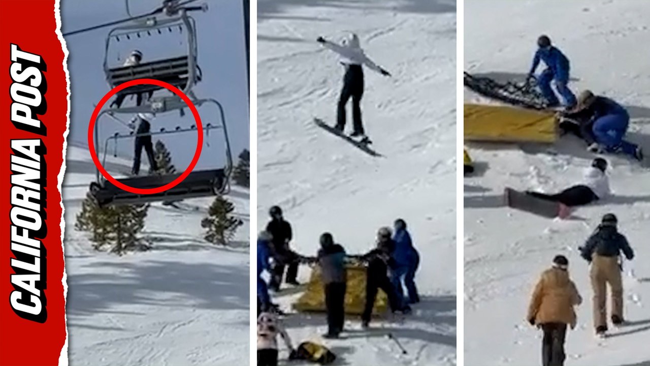 Terrifying moment 12-year-old girl plunges to ground after dangling from ski lift in Mammoth