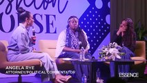 ANGELA RYE CHATS WITH ABRIMA ERWIAH AND ROSARIO DAWSON AT ESSENCE FASHION HOUSE