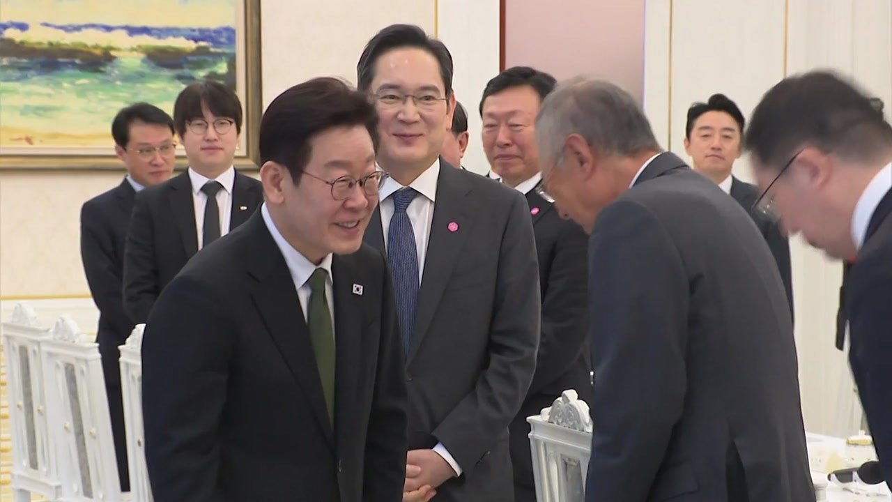 이 대통령, 청와대서 10대 그룹 총수 초청 간담회...고용·지방 투자 당부 / YTN