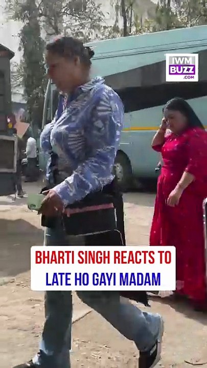 Bharti Singh reacts to “Late ho gayi madam” in her signature fun style, spotted on the sets of Laughter Chefs
