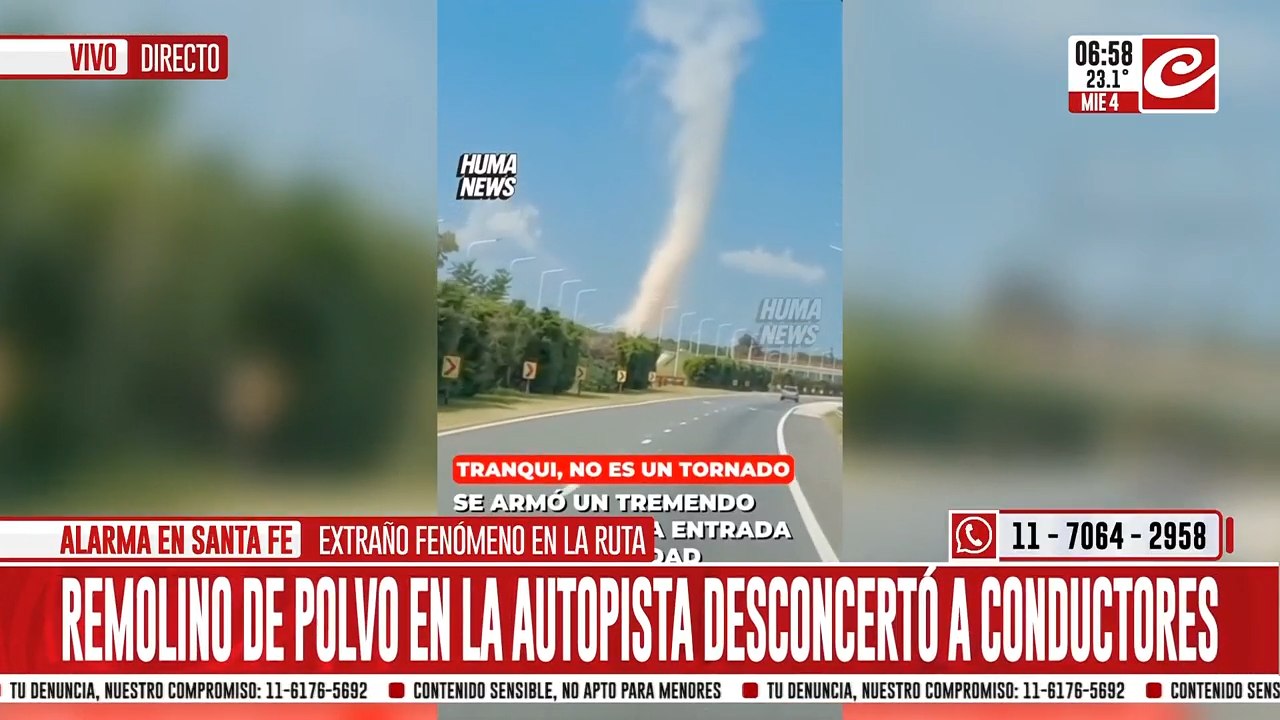 Impresionante remolino sorprendió a todos en la provincia de Santa Fe
