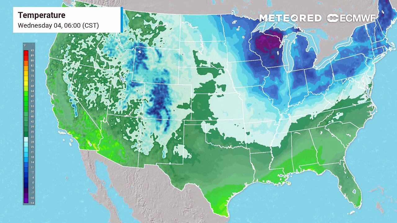 Arctic air lingers in the East while the West stays warm on Wednesday.