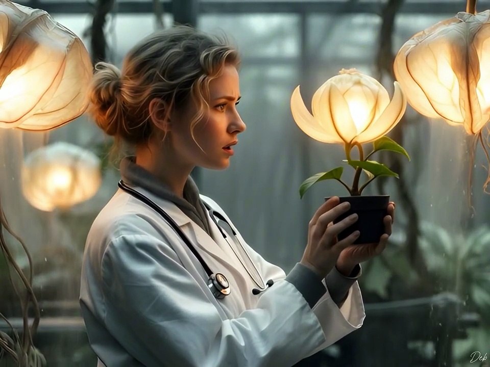"Unlocking the Secrets of the Glowing Plants: A Mystical Journey Through an Enchanted Greenhouse"