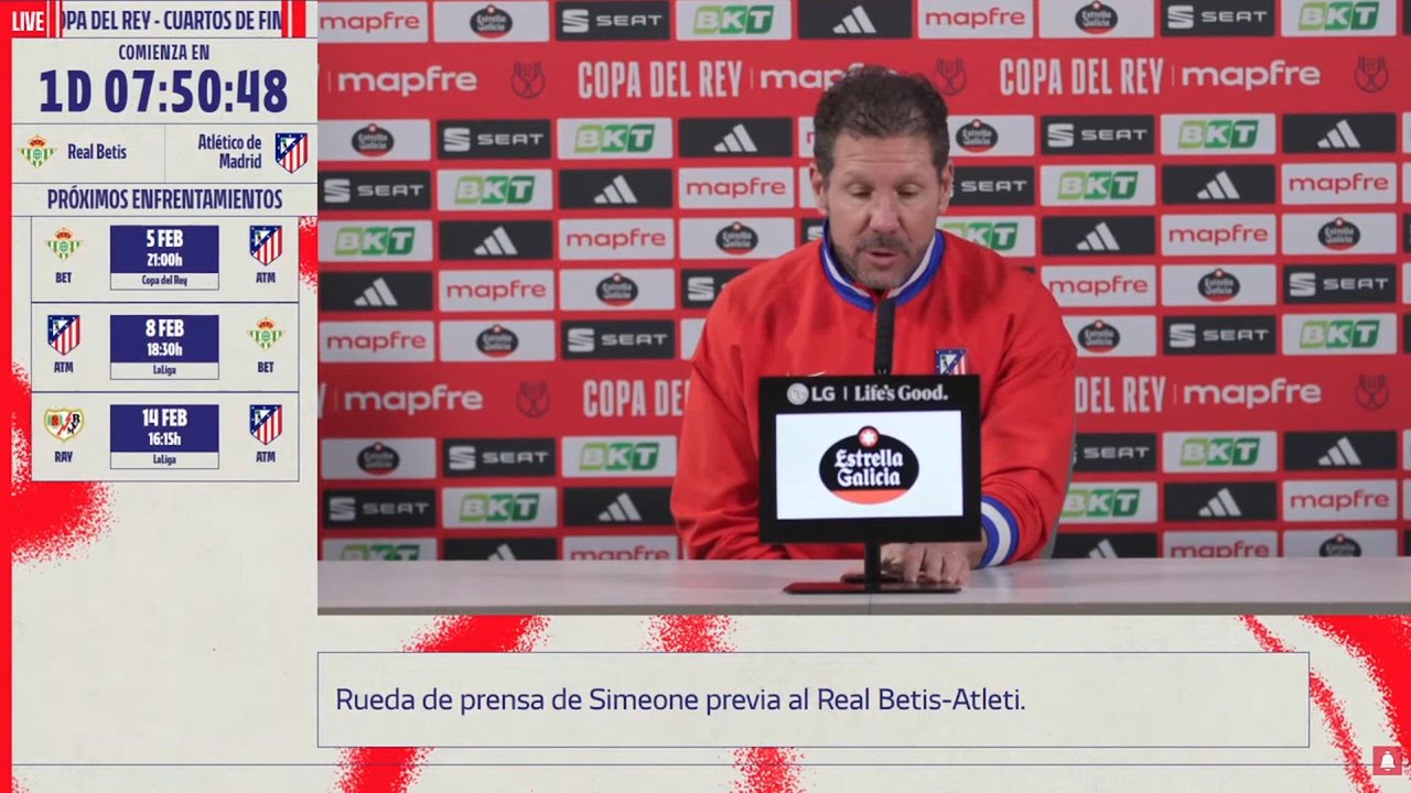 Rueda de prensa completa del Cholo Simeone previa al Real Betis vs Atlético de Madrid | Copa del Rey
