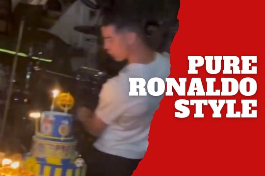 Cristiano Ronaldo celebrates his 40th birthday dancing as he blows out the candles his own way