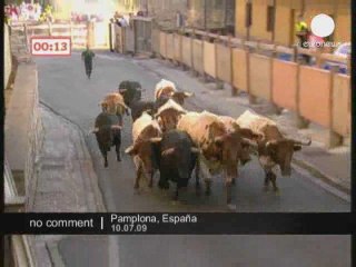 Lâcher de taureaux à Pamplune