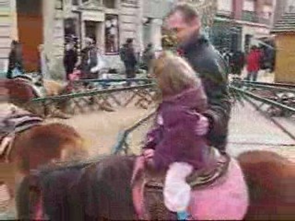 chloe sur le poney au marche de noel 2008