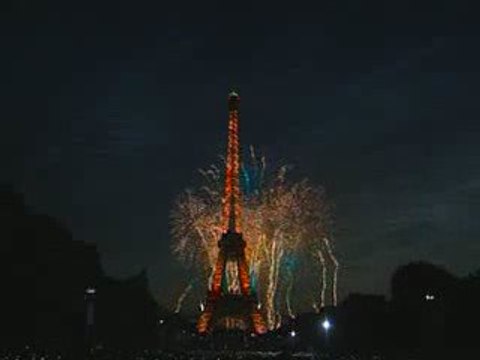 Le feu d'artifice du 14 juillet 2009, vu du Champ de mars