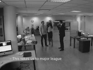 hidden surveilence cam - drinking champagne in office