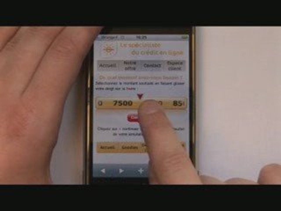 Simulateur de Crédit sur iPhone sur le site mobile Cofidis