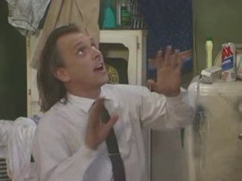 Bottom - Eddie cimbs onto the roof