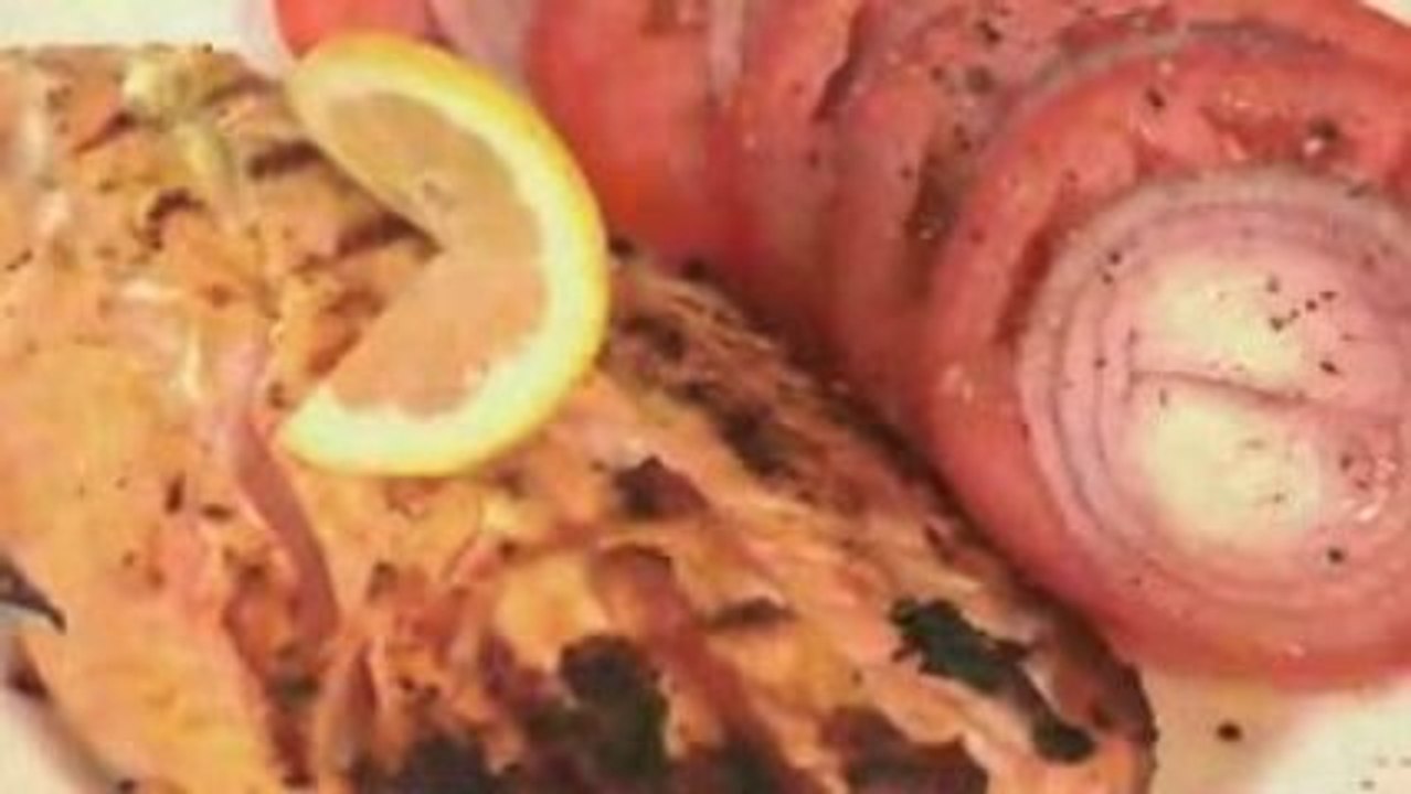 Mustard Encrusted Salmon with Tomato and Onion Salad