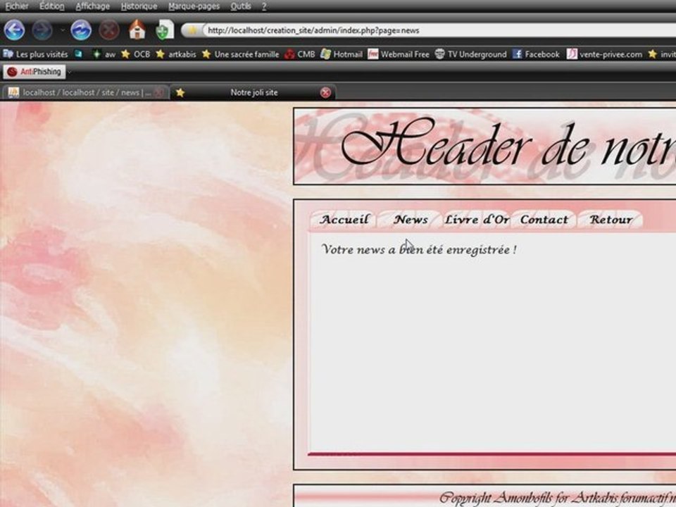 créer son site web : La page de news (part 3)